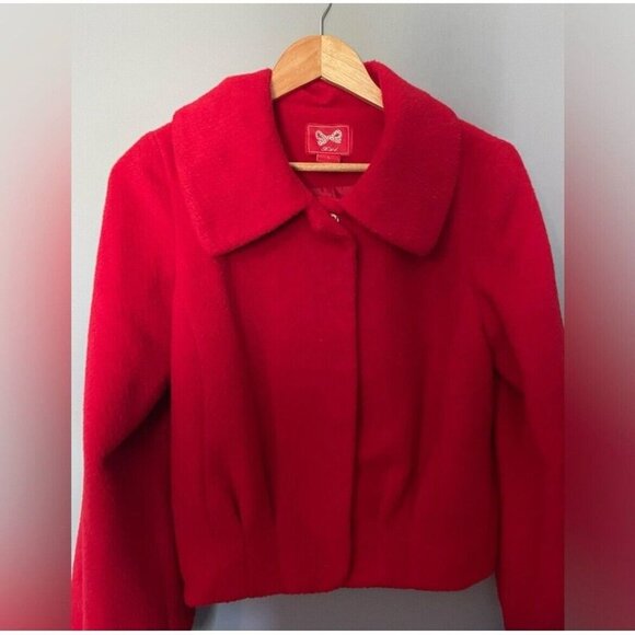 Vintage Red Cropped Jacket Thick Knit Snap Closure Retro Y2K Style Size Medium - Picture 4 of 10